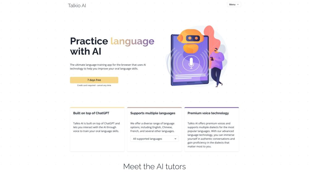 Talkio AI: Advanced AI Language Training & Oral Skill Practice