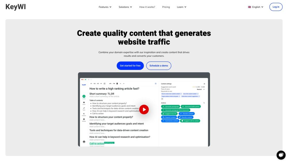 KeyWI: Content Creation, SEO, Traffic Gen - Optimize, Monitor, Manage