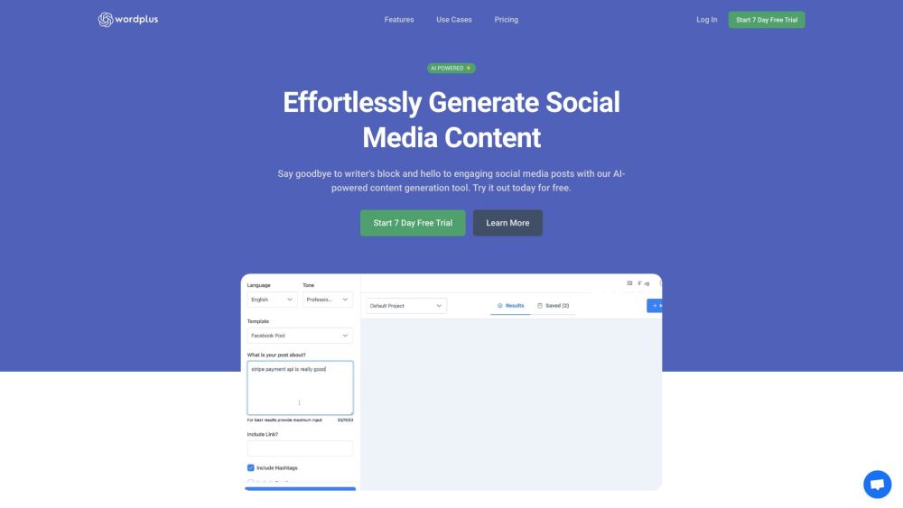 WordPlus.ai: AI Social Media Content Generator for Engagement Boost