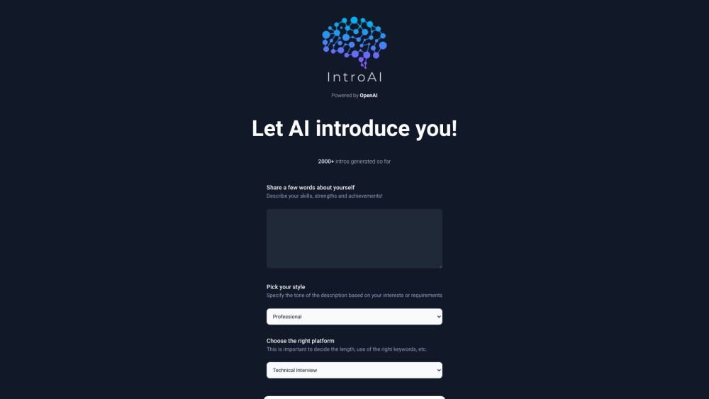 IntroAI: Free AI Tool for Personalized Introductions - OpenAI Powered