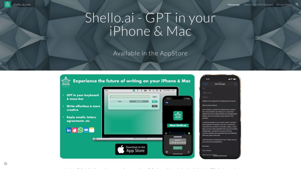 Shello.ai: GPT Tech Keyboard - Advanced Writing, Language Switch & More