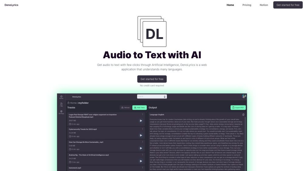 DenoLyrics: AI Transcription, Captioning & 143-Language Support