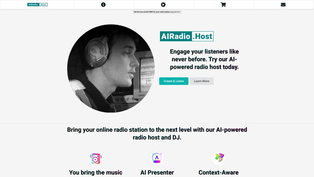 AIRadio.Host : AI DJ Presenter For Non-Stop Online Music & Entertainment