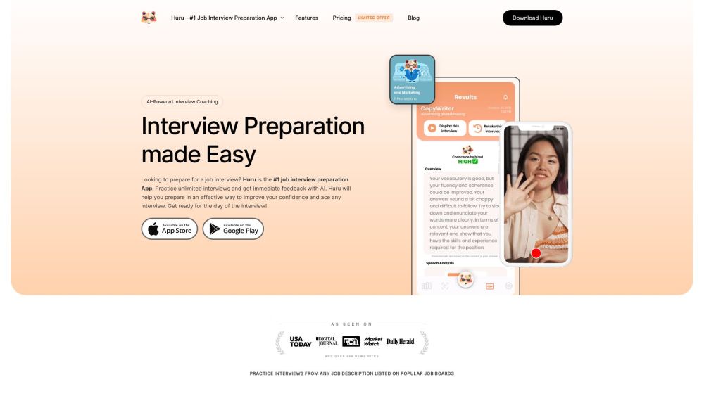 Huru App : AI-Powered Interview Coaching for Unlimited Practice