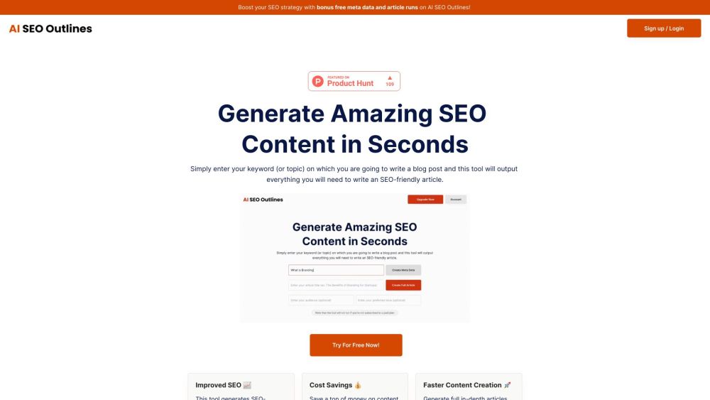 SEO Content Generator: AI-Powered, Swift SEO-Friendly Outlines