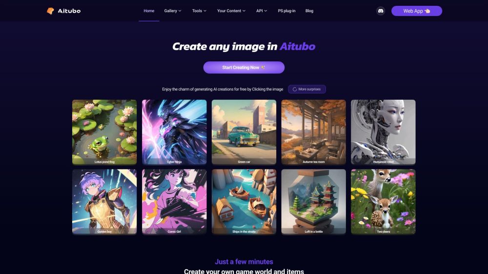 Aitubo: Free AI Art Generator for Images, Games, Anime, and More