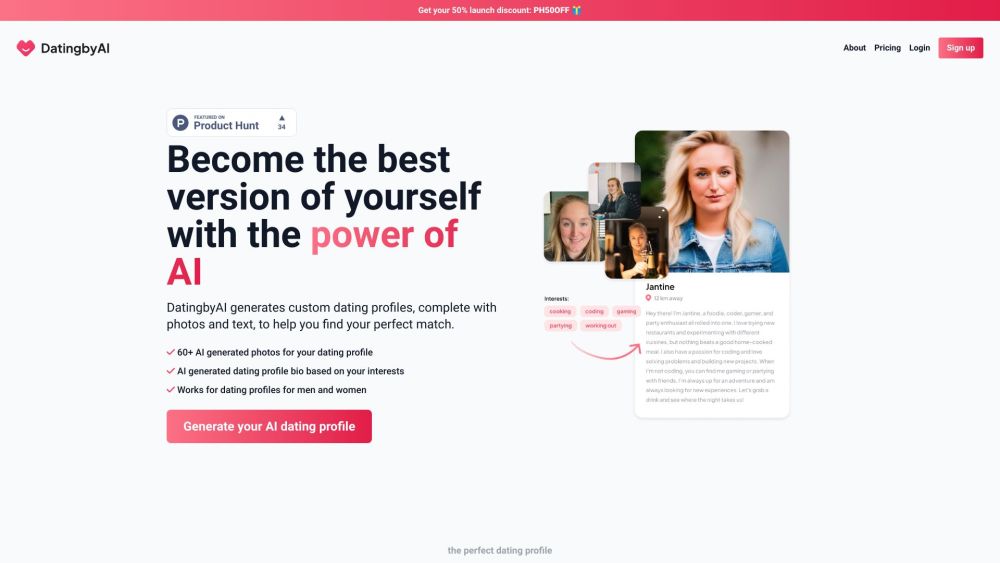 'DatingbyAI: AI-Powered Custom Dating Profiles For Perfect Match'