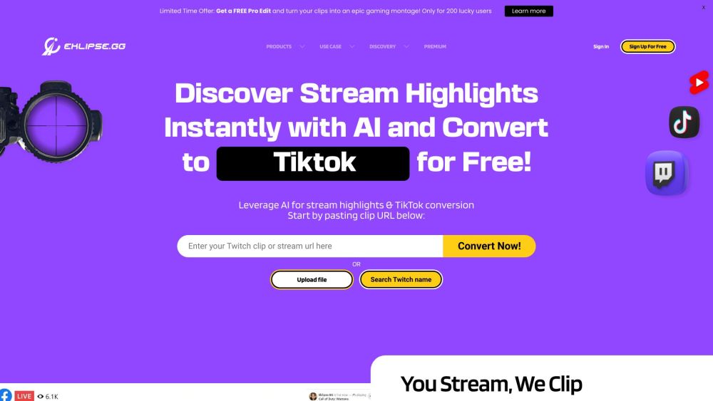 Eklipse.GG: AI Stream Clipper & Social Media Video Editor
