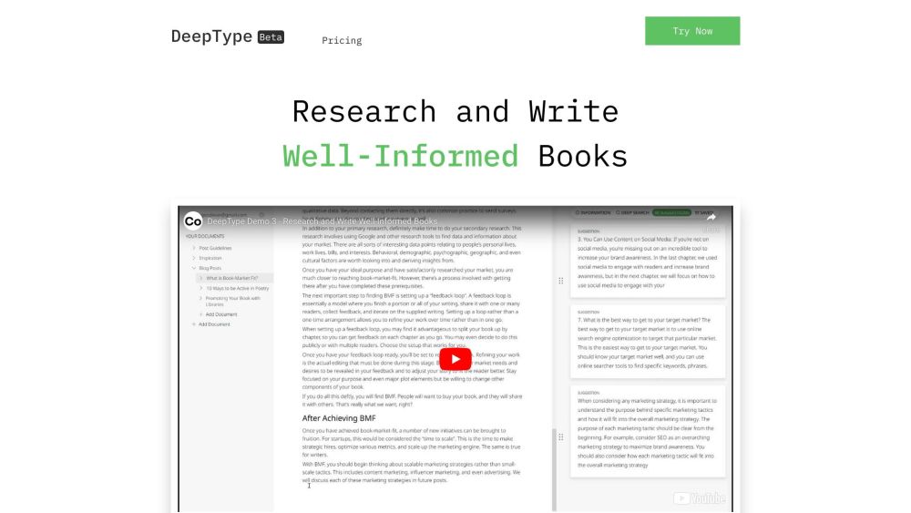 DeepType: AI Tool for Enhanced Book Writing and Informed Research