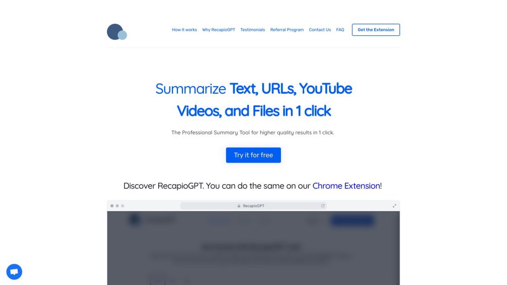 RecapioGPT: AI Bot Summarizer for Articles, PDFs, Videos - One Click