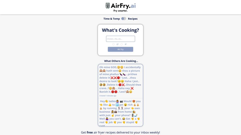 Air Fry AI: AI-Optimized Recipes & Cooking Instructions