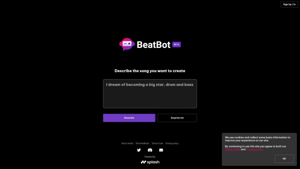 BeatBot : AI Song Composer with Splash Loops, GPT-3 Lyrics & AI Vocals