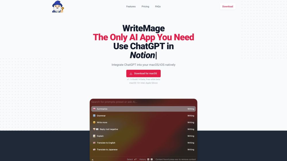 WriteMage: AI ChatGPT for macOS/iOS, Boost Productivity & Custom Prompts