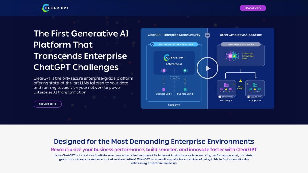 ClearGPT: Secure Enterprise LLMs, Custom AI, IP Protection Platform