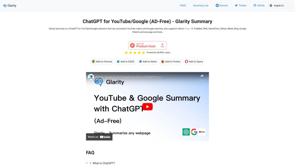 Glarity Summary: AI ChatGPT for YouTube, Google, and Web Summaries