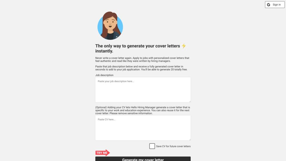 Hello Hiring Manager: AI Platform for Instantly Tailored Cover Letters