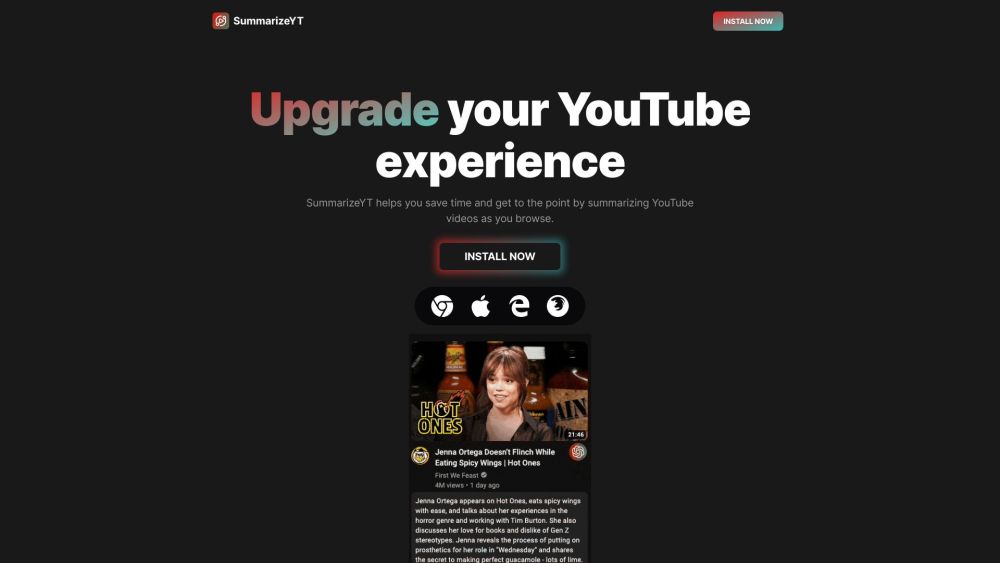 SummarizeYT: Enhance YouTube, Save Time, Quick Video Content Summaries