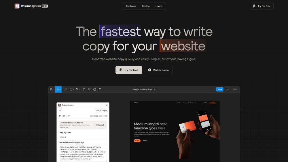 Relume Ipsum: AI Plugin for Fast Website Copy Creation