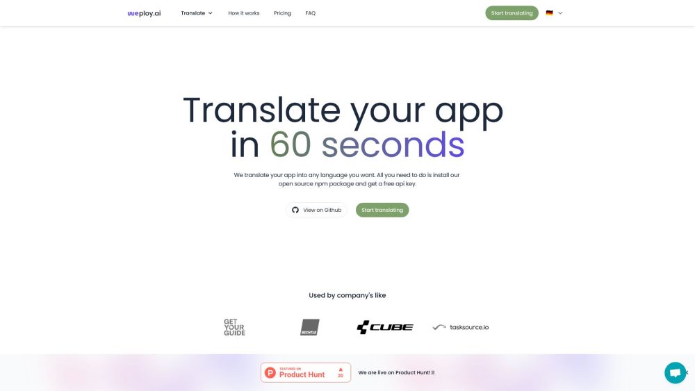 Weploy.ai: Quick App Translation, Open Source, Free API