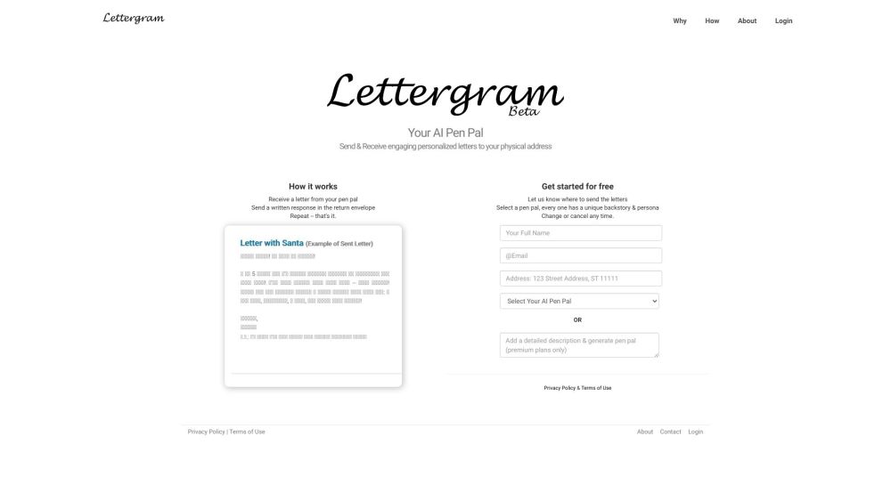 Lettergram: AI Pen Pal - Corresponding Via Postal Service