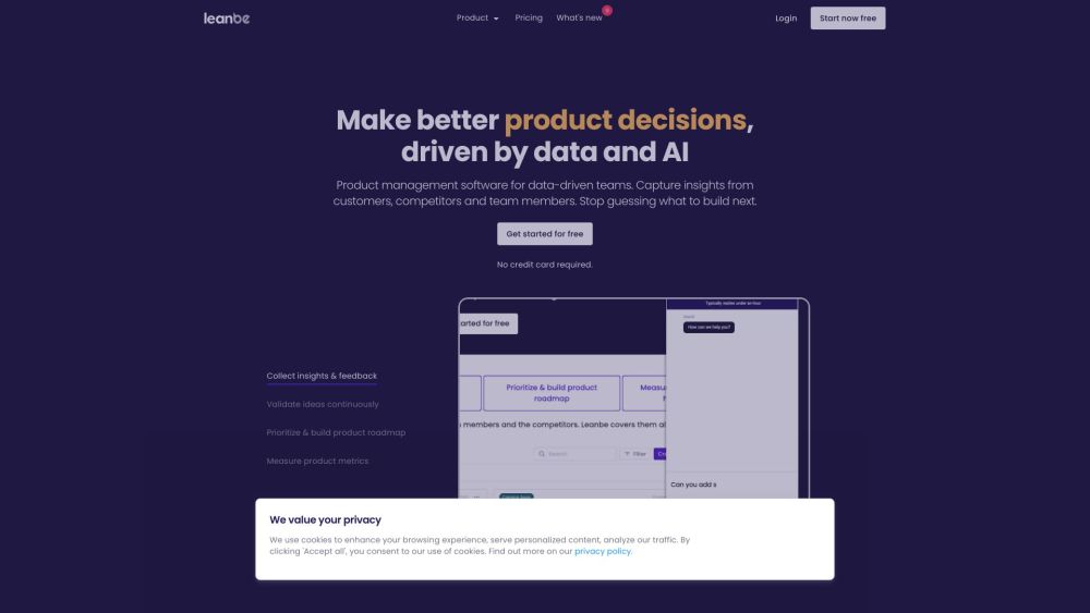 Leanbe: Data-Driven Management, Feedback, Roadmaps, Product Updates