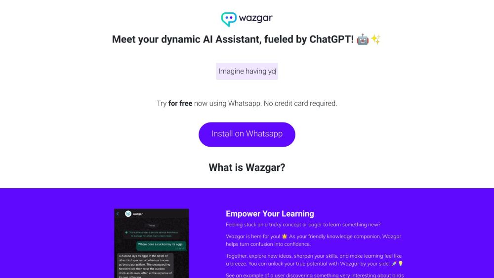 Wazgar - ChatGPT in Whatsapp: AI Assistant for Tasks & Insights