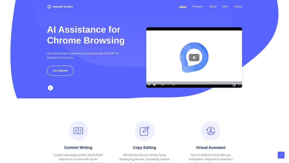 ChatGPT2Help: AI Assistant for Chrome, Writing & Editing, Virtual Help