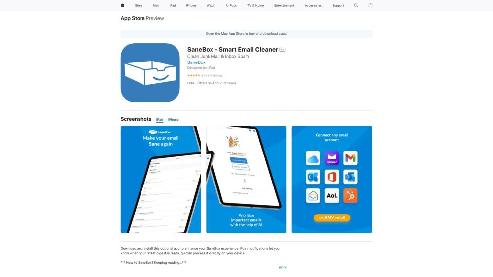 SaneBox: Efficient iOS App for Effective Email Inbox Management