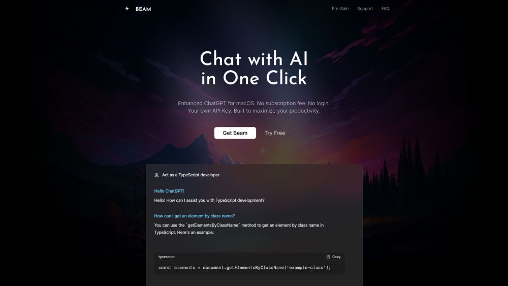 Beam for macOS : ChatGPT UI, Seamless In-App Conversations