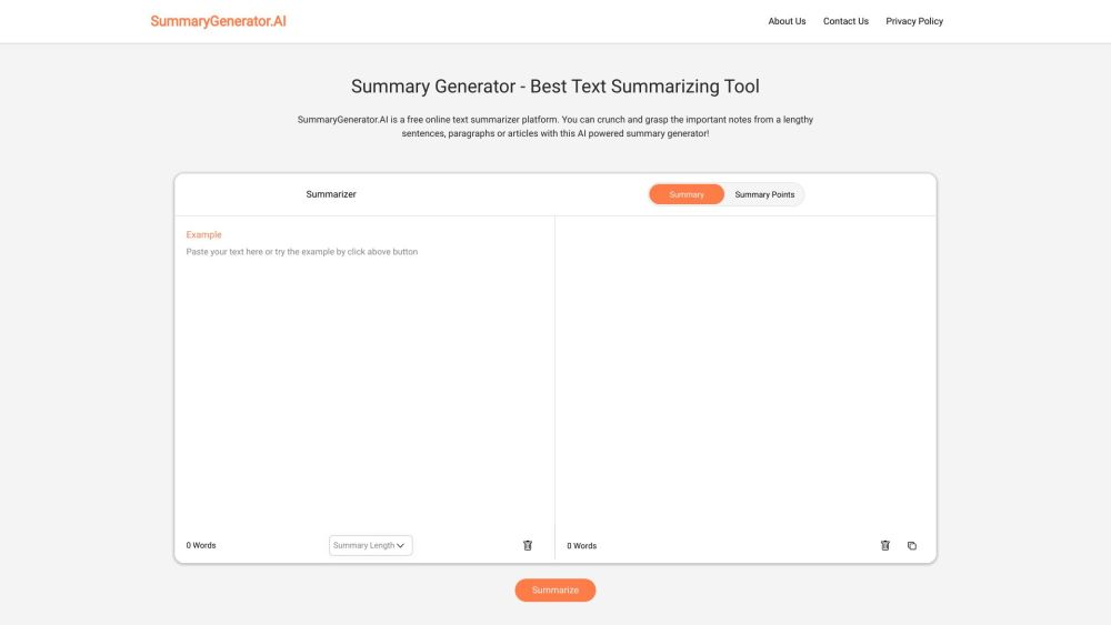 SummaryGenerator.AI: Free AI Tool for Concise Text Summarization