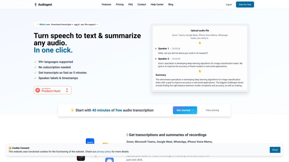 Audiogest: Affordable Audio Transcription & Summary with One-Click Ease