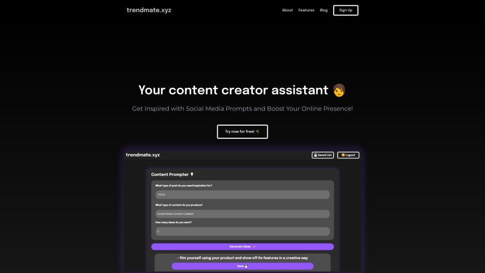 Trendmate.xyz: AI-Powered Content Idea Generator for Marketers