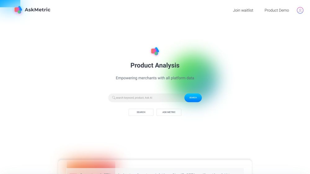 AskMetric: E-commerce Analytics & Strategy Tool : Data Visualization, Keyword Search, Recommendations