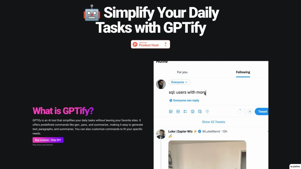 GPTify: AI Tool - Custom Commands & Easy Text Generation