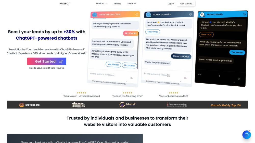 Presbot: AI ChatGPT Bot for Lead Generation & Conversions