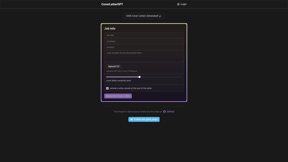 CoverLetterGPT: Effortless Online Platform for Professional Cover Letters