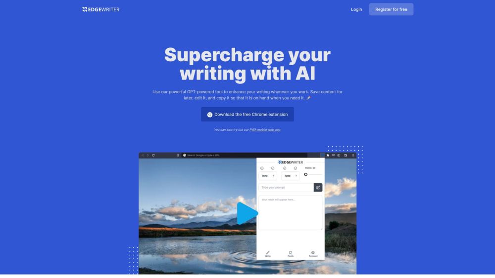 EdgeWriter: AI Writing Tool for Enhanced Control, Save, Edit, Copy Content