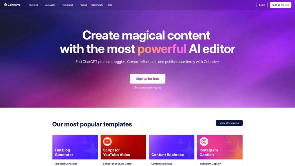 Cohesive: AI Editor for Creative Content Generation & Seamless Editing