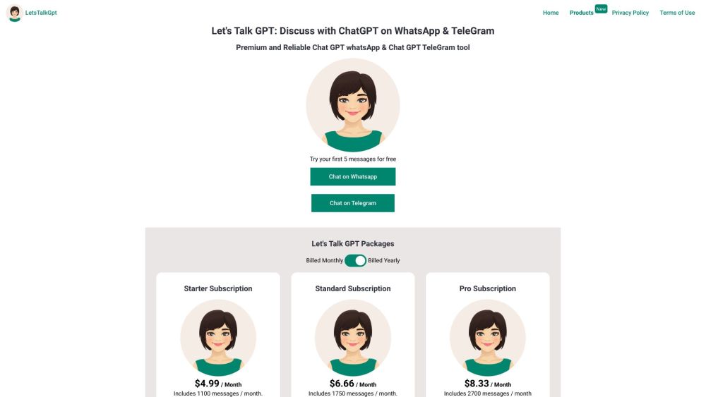 LetsTalkGpt: Chatbot Tool for WhatsApp & Telegram AI Conversations