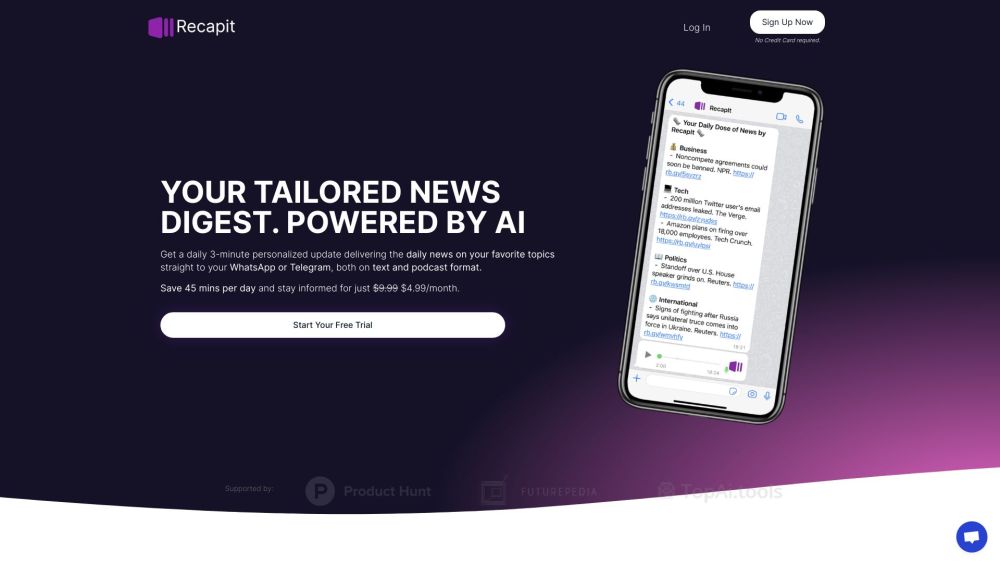 Recapit: Personalized 3-Minute Daily News Podcast to Your WhatsApp