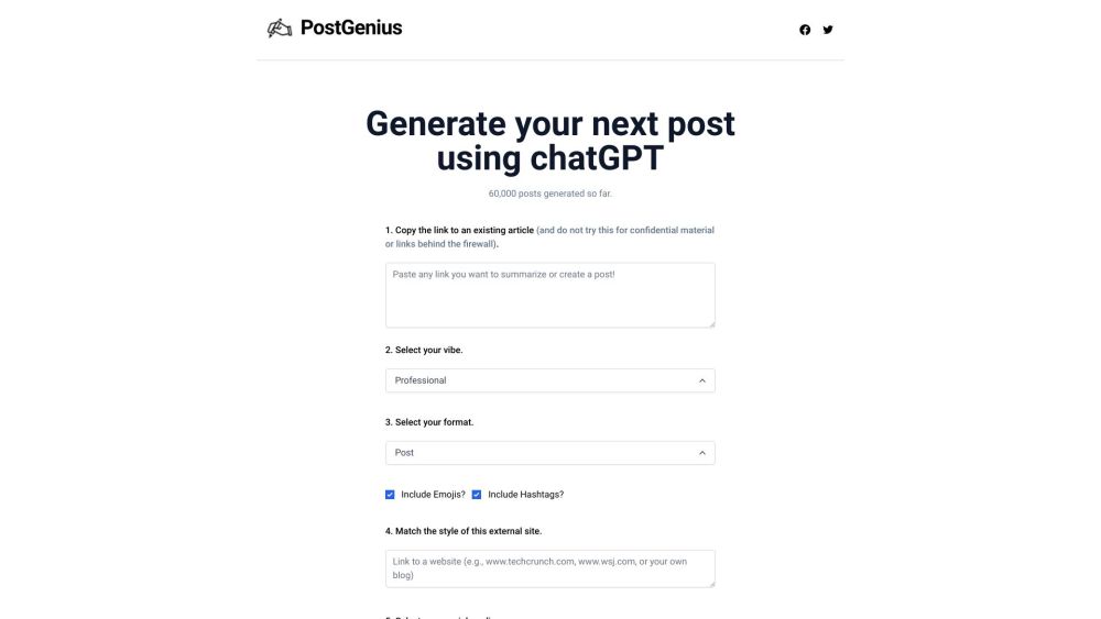 PostGenius: AI Social Media Post Generator - Save Time & Boost Engagement