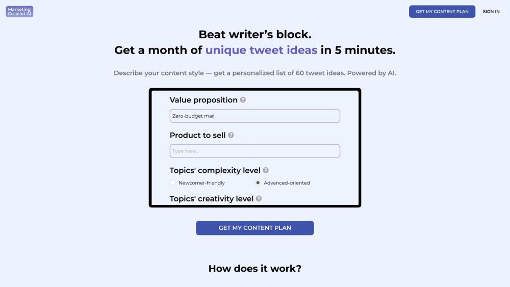 Content Generator: Overcome Writer's Block, Instant Idea Creation - Fast