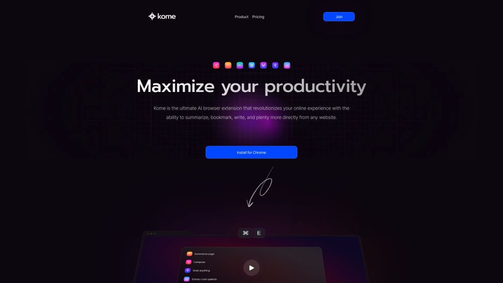 Kome: AI Extension - Summarize Content, Bookmark Sites