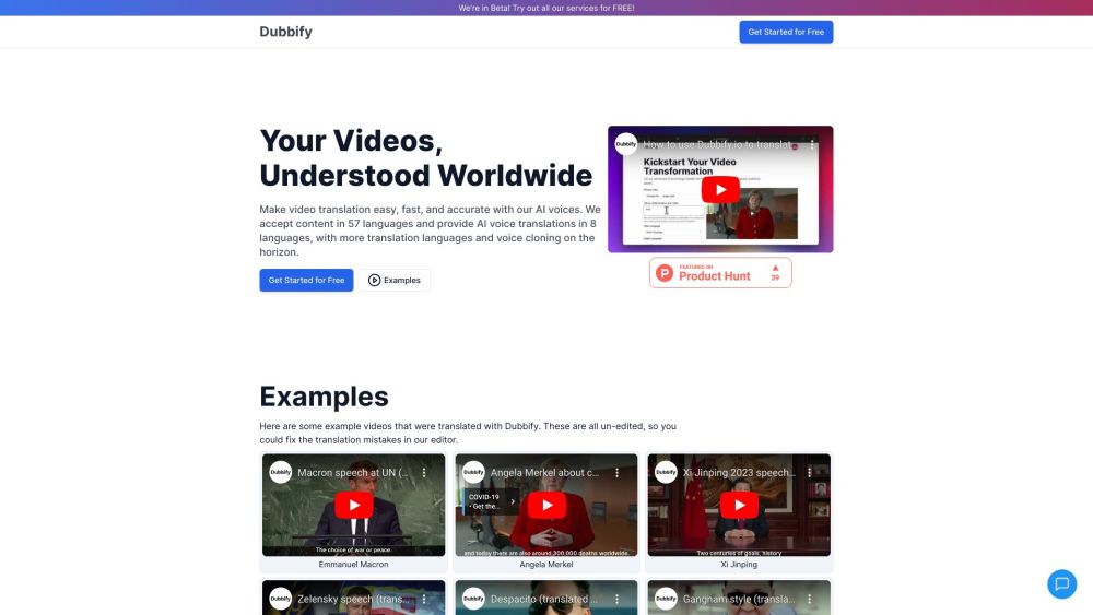 Dubbify: Fast AI Video Translation, Multilingual, Accurate