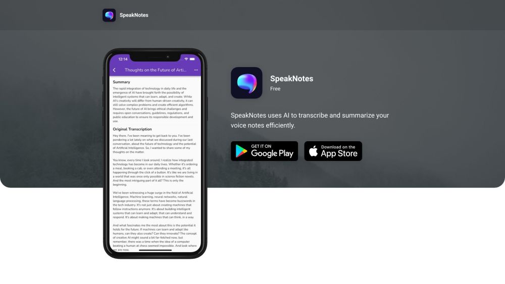 SpeakNotes : AI Transcription, Summarization & Insights for Voice Notes