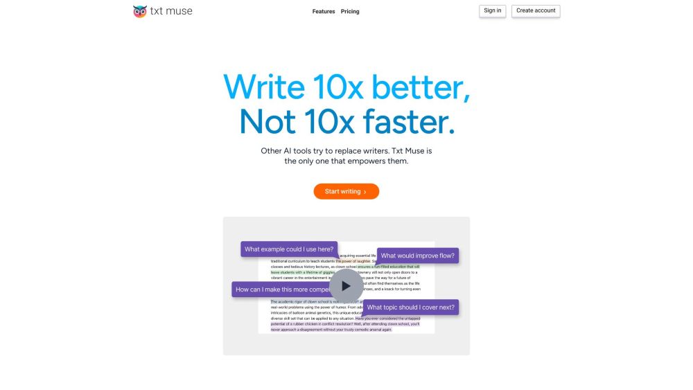 Txt Muse: AI Editor for Enhanced Writing & Idea Generation