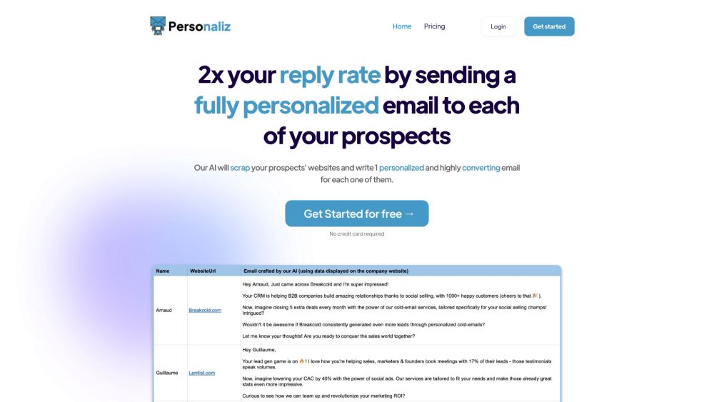 Personaliz: AI-Powered Cold Emails, Triple Reply Rates for Prospects