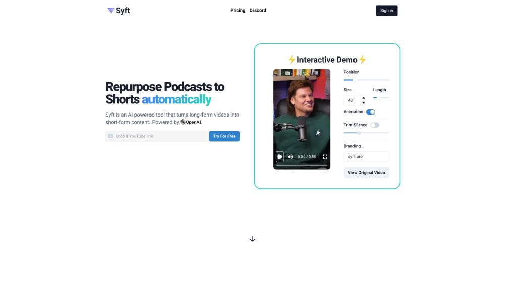 Syft | Podcast Clip Generator: AI Tool for High-Quality Short Clips