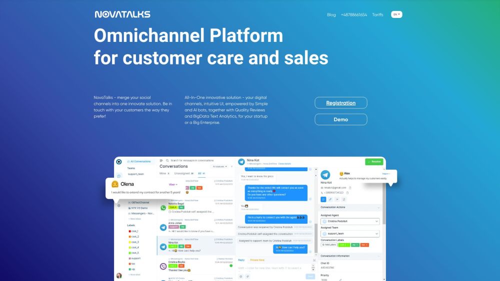 NovaTalks.AI: Omnichannel Customer Care & Sales Solution, All-in-One Platform