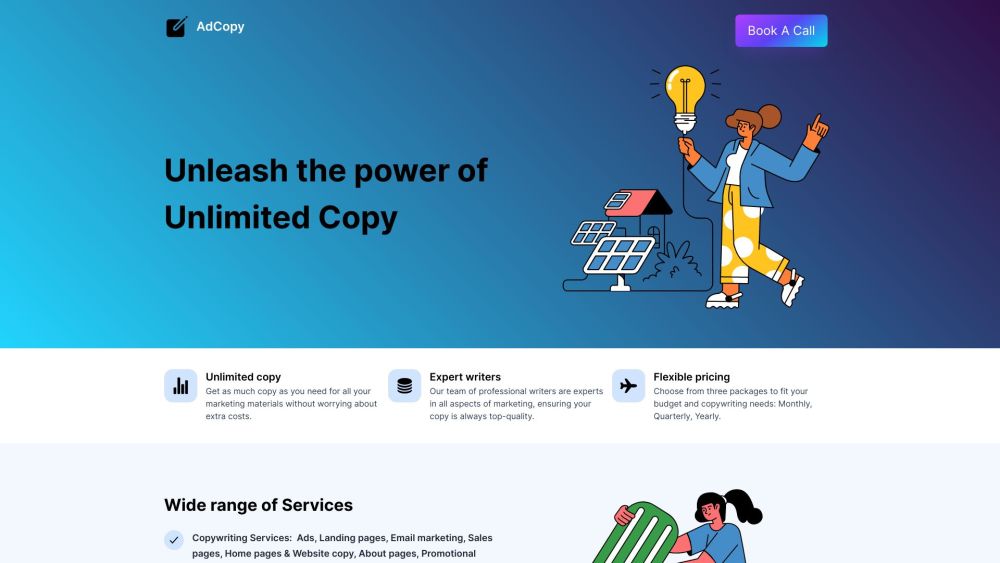 AdCopy: Unlimited Expert Marketing Copy, Flexible Pricing